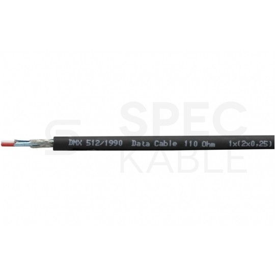 Kabel transmisyjny BiTsound DMX 1x2x0,25mm2 110ohm Cu OFC zewnętrzny ekranowany EMC czarny Bitner