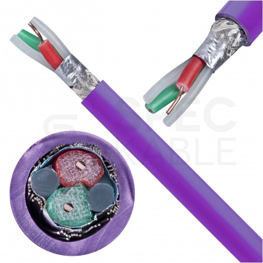 Kabel transmisyjny BUS O2YS(St)CY 1x2x0,64mm do magistrali przemysłowej Profibus DP fioletowy 100V ekranowany drut Technokabel
