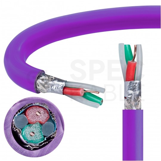 Kabel transmisyjny BUS O2YS(St)CY 1x2x0,64mm do magistrali przemysłowej Profibus DP fioletowy 100V ekranowany drut Technokabel