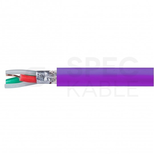 Kabel transmisyjny BUS O2YS(St)CY 1x2x0,64mm do magistrali przemysłowej Profibus DP fioletowy 100V ekranowany drut Technokabel