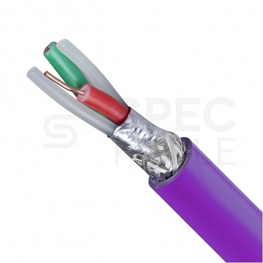 Kabel transmisyjny BUS O2YS(St)CY 1x2x0,64mm do magistrali przemysłowej Profibus DP fioletowy 100V ekranowany drut Technokabel