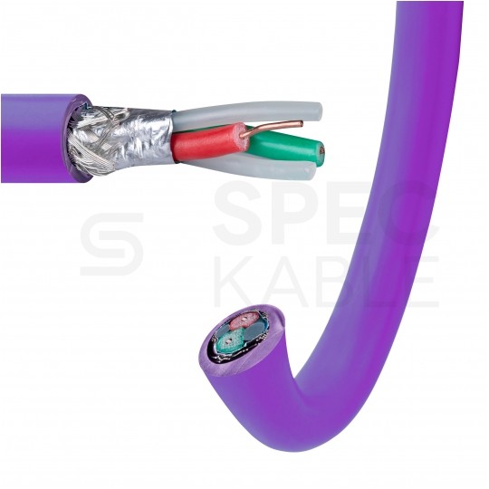 Kabel transmisyjny BUS O2YS(St)CY 1x2x0,64mm do magistrali przemysłowej Profibus DP fioletowy 100V ekranowany drut Technokabel