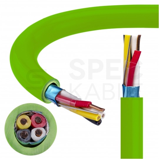 Kabel transmisyjny E-BUS 2x2x0,8mm do magistrali instalacyjnej EIB KNX zielony 150V ekranowany drut Technokabel