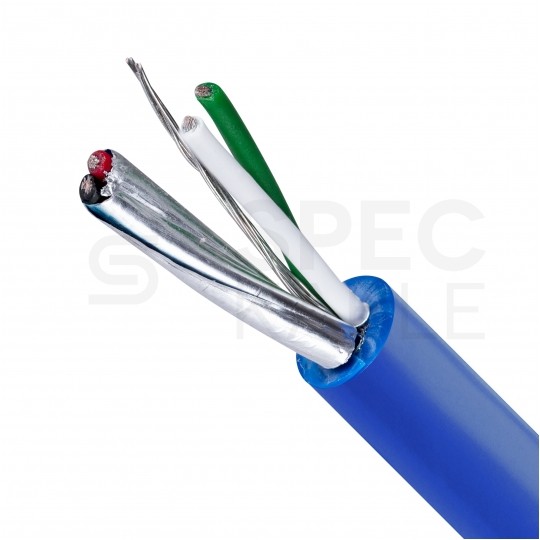 Kabel transmisyjny ziemny BiTsensor PE-PVC 2x2x0,34mm2 do przesyłu sygnałów i danych niebieski 300V ekranowany linka Bitner