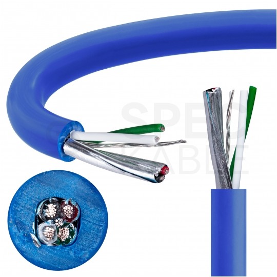 Kabel transmisyjny ziemny BiTsensor PE-PVC 2x2x0,34mm2 do przesyłu sygnałów i danych niebieski 300V ekranowany linka Bitner