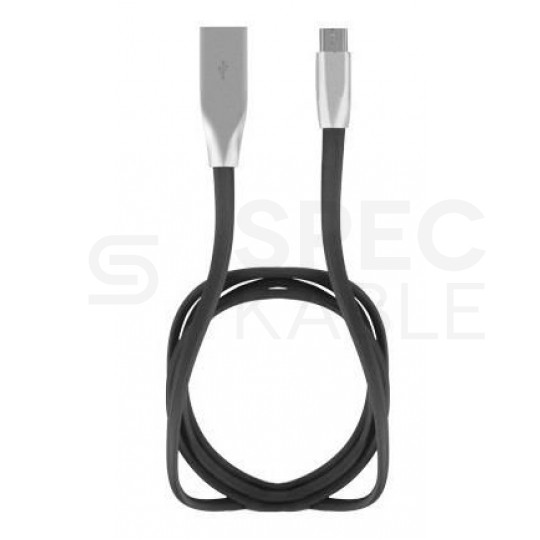 Kabel USB 2.0 A / micro-B (wtyk / wtyk) płaski czarny 1m NATEC