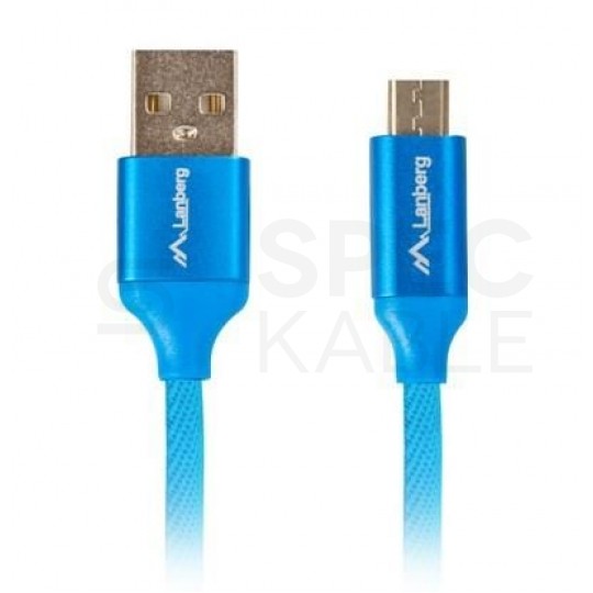 Kabel USB 2.0 A / micro-B (wtyk / wtyk) Quick Charge 3.0 niebieski 1,8m LANBERG
