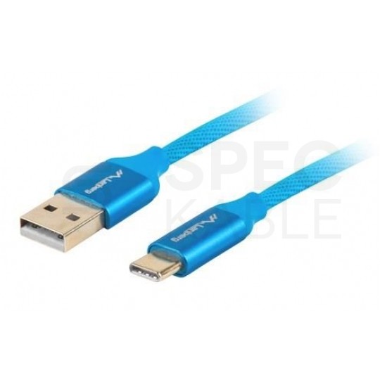 Kabel USB 2.0 typ-C / A (wtyk / wtyk) Quick Charge 3.0 niebieski 1,8m LANBERG