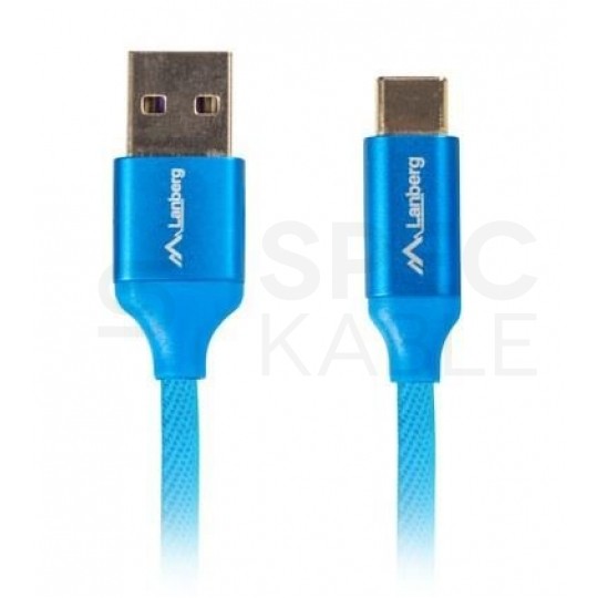 Kabel USB 2.0 typ-C / A (wtyk / wtyk) Quick Charge 3.0 niebieski 1,8m LANBERG