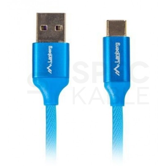 Kabel USB 2.0 typ-C / A (wtyk / wtyk) Super Charge 5A niebieski 1m LANBERG
