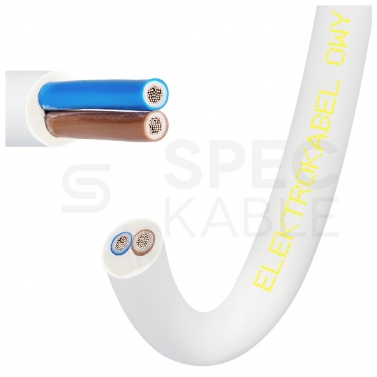 Kabel warsztatowy OWY / H05VV-F 2x0,75mm2 biały 300/500V giętki linka Elektrokabel