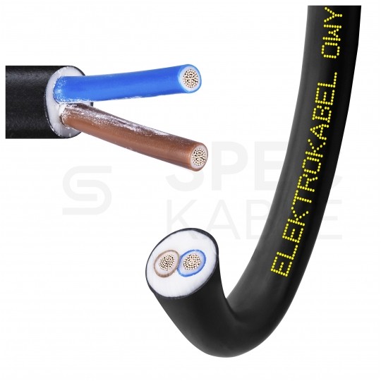 Kabel warsztatowy OWY / H05VV-F 2x0,75mm2 czarny 300/500V giętki linka Elektrokabel