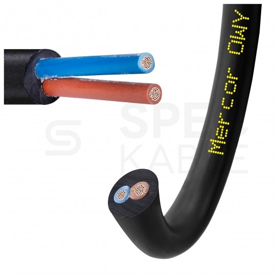 Kabel warsztatowy OWY / H05VV-F 2x1mm2 czarny 300/500V giętki linka Mercor