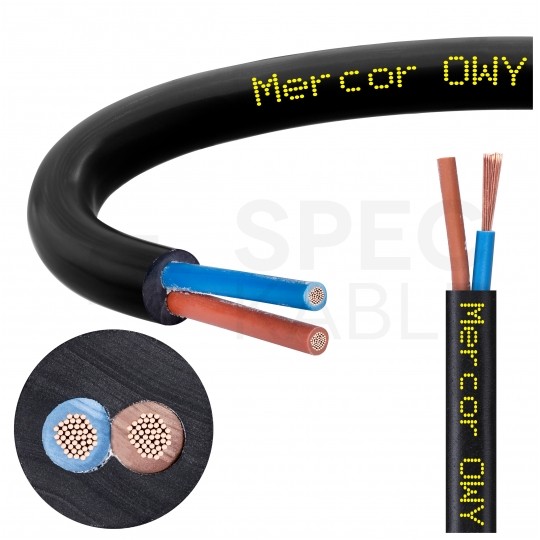 Kabel warsztatowy OWY / H05VV-F 2x1mm2 czarny 300/500V giętki linka Mercor