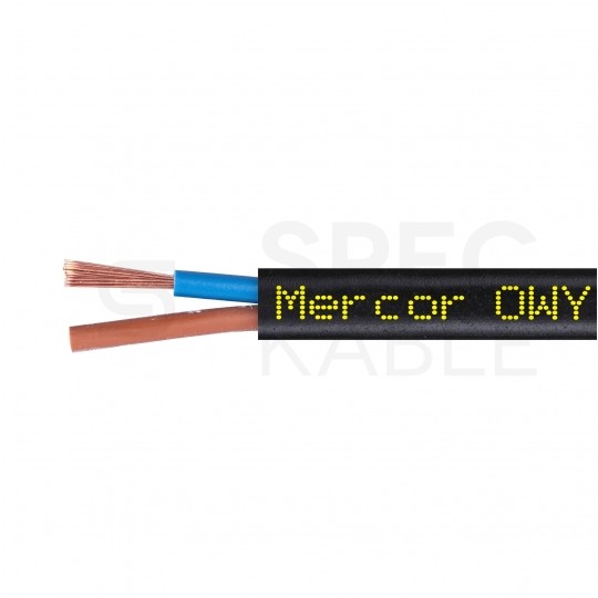 Kabel warsztatowy OWY / H05VV-F 2x1mm2 czarny 300/500V giętki linka Mercor