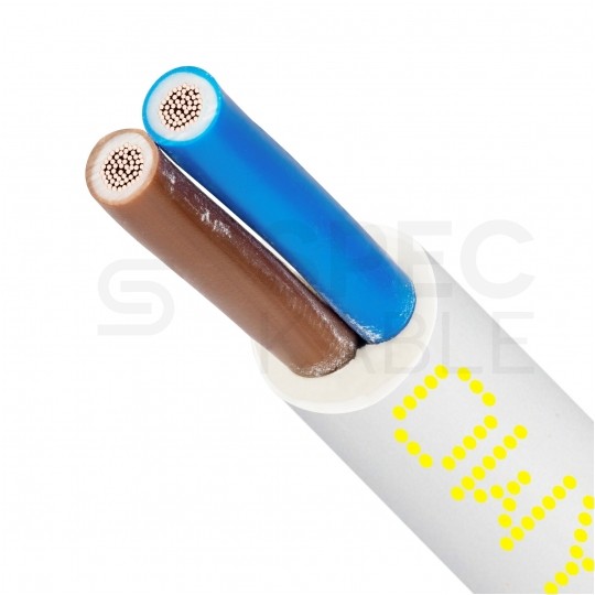 Kabel warsztatowy OWY / H05VV-F 2x2,5mm2 biały 300/500V giętki linka Elektrokabel