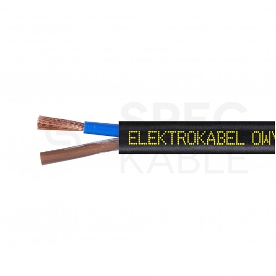 Kabel warsztatowy OWY / H05VV-F 2x2,5mm2 czarny 300/500V giętki linka Elektrokabel