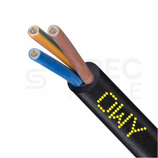 Kabel warsztatowy OWY / H05VV-F 3x1,5mm2 czarny 300/500V giętki linka Mercor