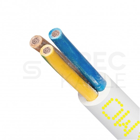 Kabel warsztatowy OWY / H05VV-F 3x2,5mm2 biały 300/500V giętki linka Mercor