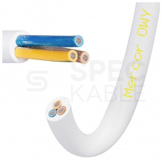 Kabel warsztatowy OWY / H05VV-F 3x2,5mm2 biały 300/500V giętki linka Mercor