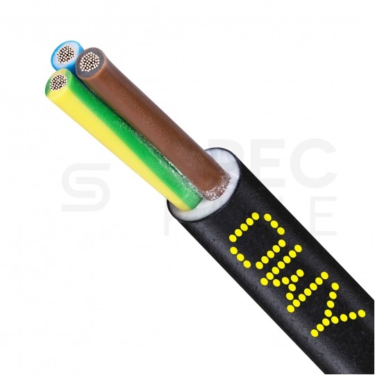 Kabel warsztatowy OWY / H05VV-F 3x2,5mm2 czarny 300/500V giętki linka Elektrokabel