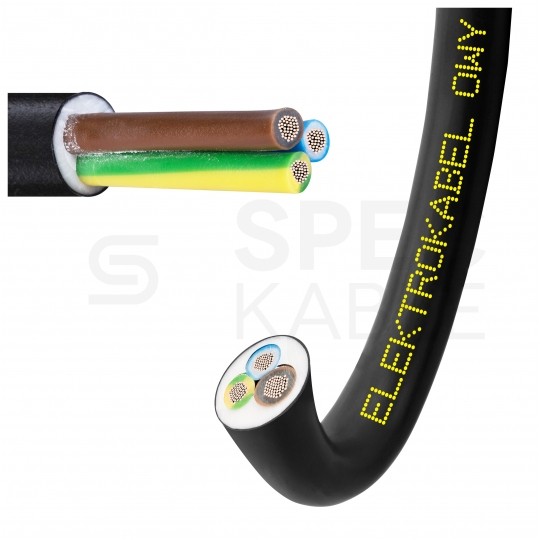 Kabel warsztatowy OWY / H05VV-F 3x2,5mm2 czarny 300/500V giętki linka Elektrokabel