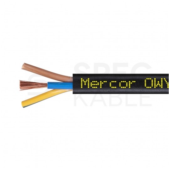 Kabel warsztatowy OWY / H05VV-F 3x2,5mm2 czarny 300/500V giętki linka Mercor