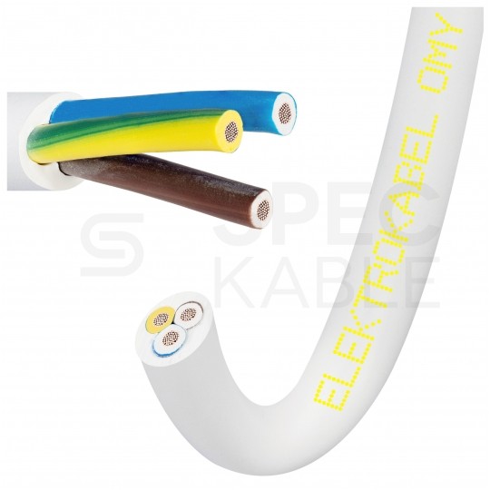 Kabel warsztatowy OWY / H05VV-F 3x4mm2 biały 300/500V giętki linka Elektrokabel
