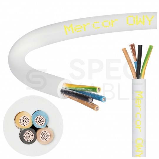 Kabel warsztatowy OWY / H05VV-F 4x1,5mm2 biały 300/500V giętki linka Mercor