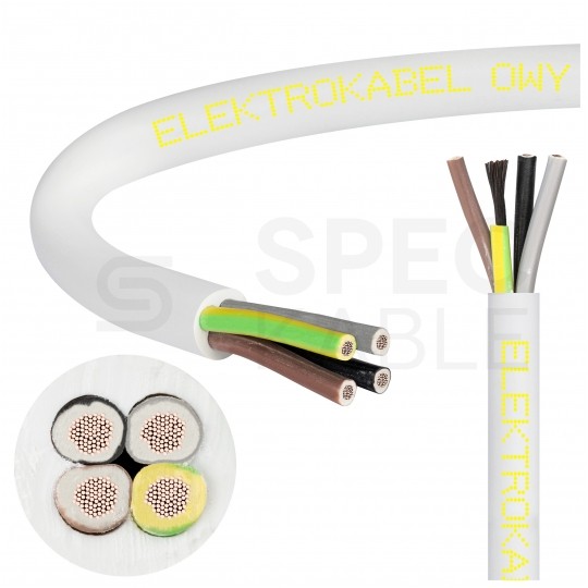 Kabel warsztatowy OWY / H05VV-F 4x1mm2 biały 300/500V giętki linka Elektrokabel
