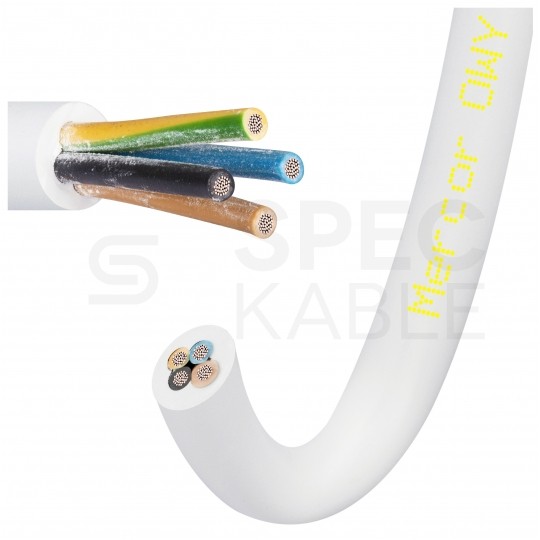 Kabel warsztatowy OWY / H05VV-F 4x1mm2 biały 300/500V giętki linka Mercor
