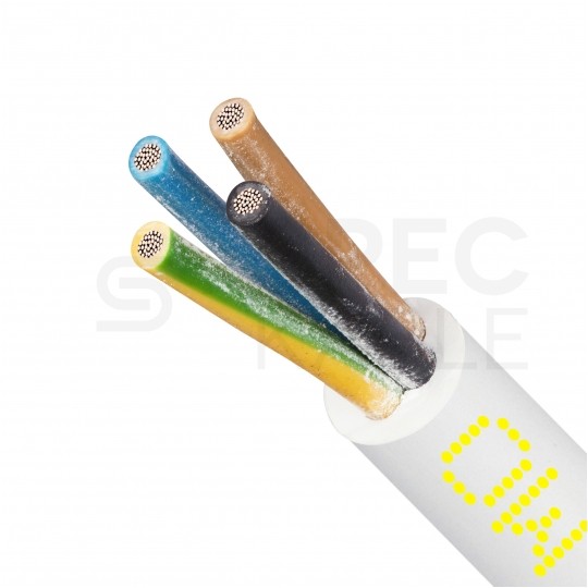 Kabel warsztatowy OWY / H05VV-F 4x1mm2 biały 300/500V giętki linka Mercor