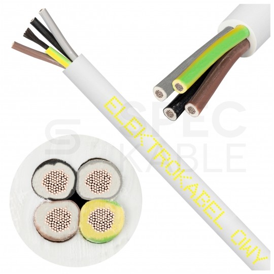 Kabel warsztatowy OWY / H05VV-F 4x2,5mm2 biały 300/500V giętki linka Elektrokabel