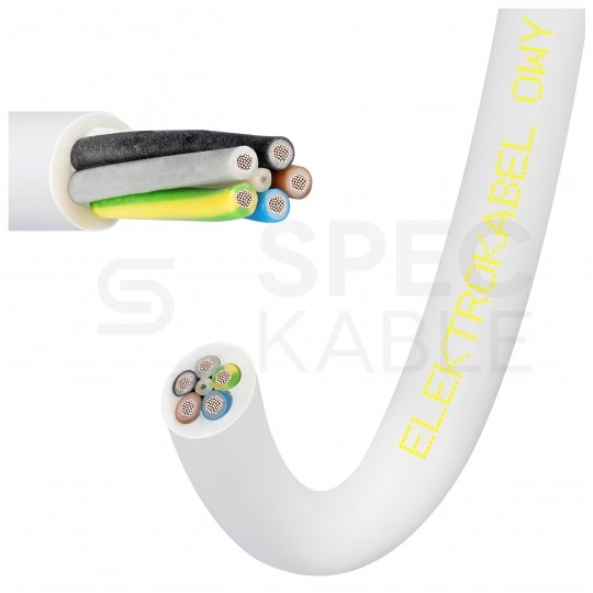 Kabel warsztatowy OWY / H05VV-F 5x0,75mm2 biały 300/500V giętki linka Elektrokabel