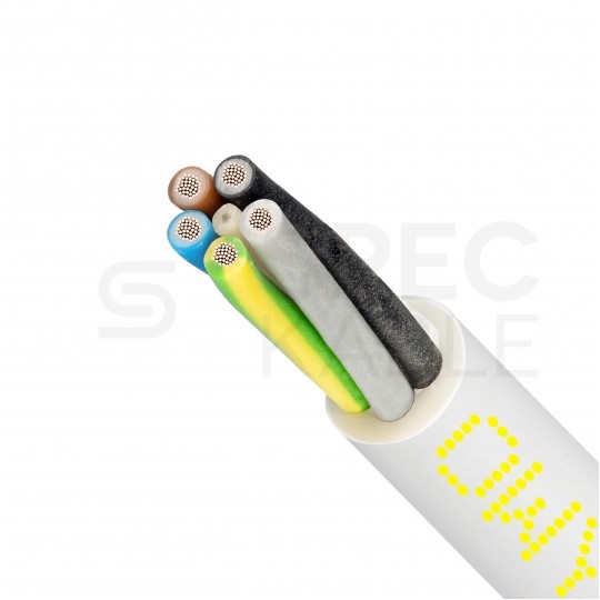Kabel warsztatowy OWY / H05VV-F 5x10mm2 biały 300/500V giętki linka Elektrokabel