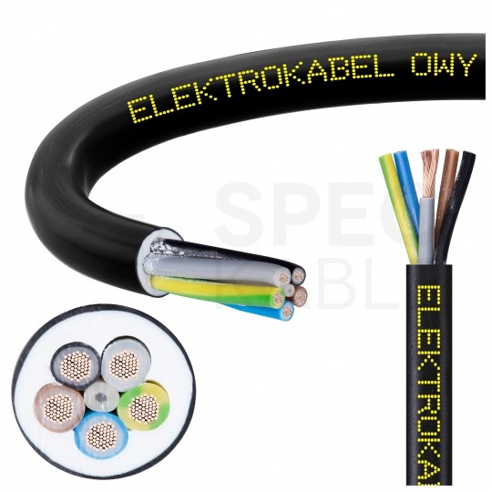 Kabel warsztatowy OWY / H05VV-F 5x1mm2 czarny 300/500V giętki linka Elektrokabel