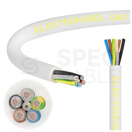 Kabel warsztatowy OWY / H05VV-F 5x2,5mm2 biały 300/500V giętki linka Elektrokabel