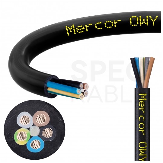 Kabel warsztatowy OWY / H05VV-F 5x2,5mm2 czarny 300/500V giętki linka Mercor