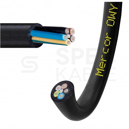 Kabel warsztatowy OWY / H05VV-F 5x2,5mm2 czarny 300/500V giętki linka Mercor