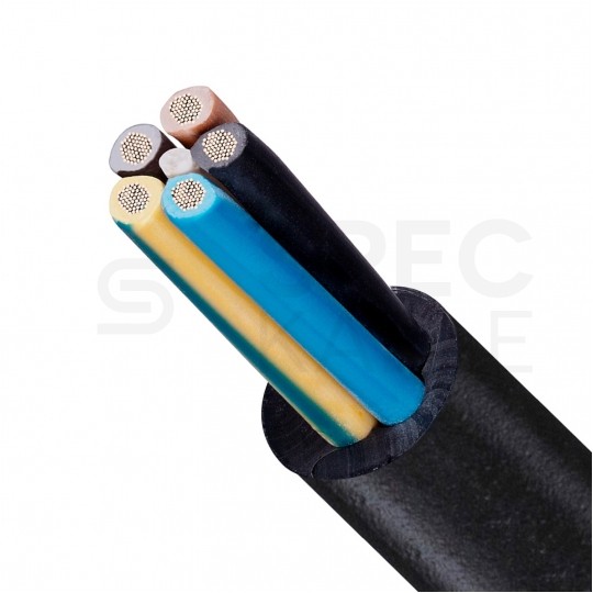 Kabel warsztatowy OWY / H05VV-F 5x2,5mm2 czarny 300/500V giętki linka Mercor