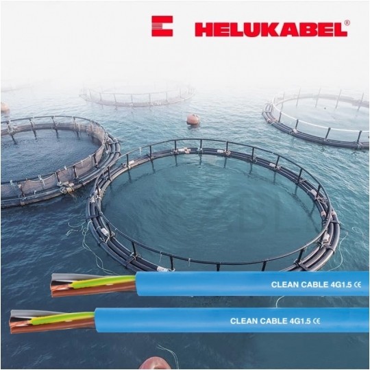 Kabel wodoodporny CLEAN CABLE 3x1,5mm2 niebieski 0,6/1kV bezhalogenowy do pomp głębinowych, wody pitnej i chlorowanej linka Helukabel