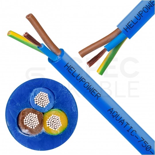 Kabel wodoodporny HELUPOWER AQUATIC 3x1,5mm2 niebieski 450/750V bezhalogenowy do pomp głębinowych i wody pitnej linka Helukabel