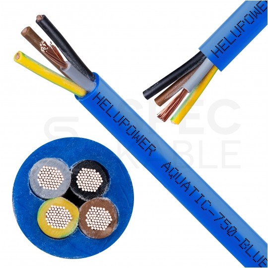 Kabel wodoodporny HELUPOWER AQUATIC 4x1,5mm2 niebieski 450/750V bezhalogenowy do pomp głębinowych i wody pitnej linka Helukabel