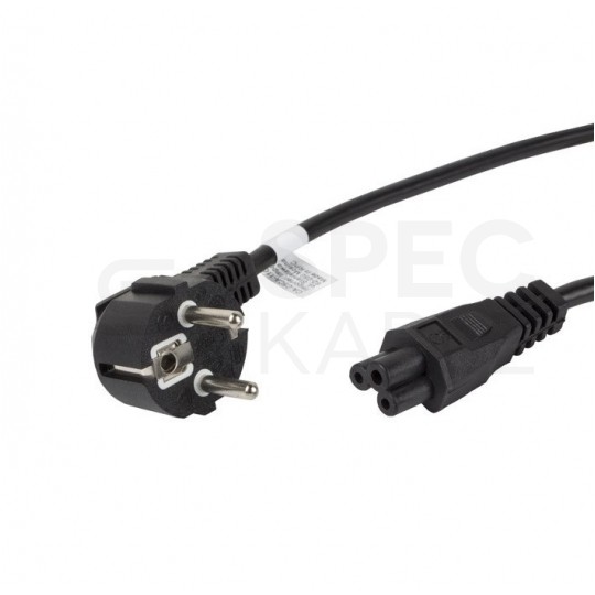 Kabel zasilający OMY do laptopa z wtyczką IEC320 C5 (koniczynka) 2,5A VDE czarny 1,8m LANBERG