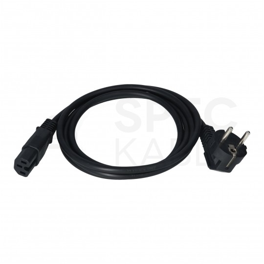 Kabel zasilający OMY do serwera z wtyczką IEC C15 10A czarny 1,8m