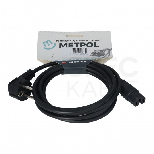 Kabel zasilający OMY do serwera z wtyczką IEC C15 10A czarny 3m