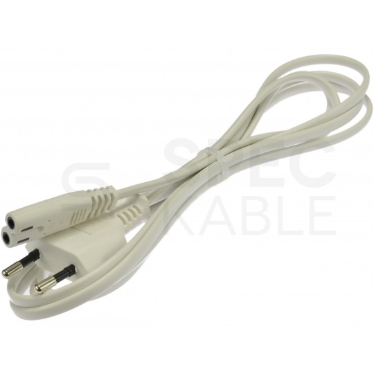 Kabel zasilający OMYp do sprzętu Audio i RTV z wtyczką IEC320 C7 (ósemka) 2,5A biały 3m