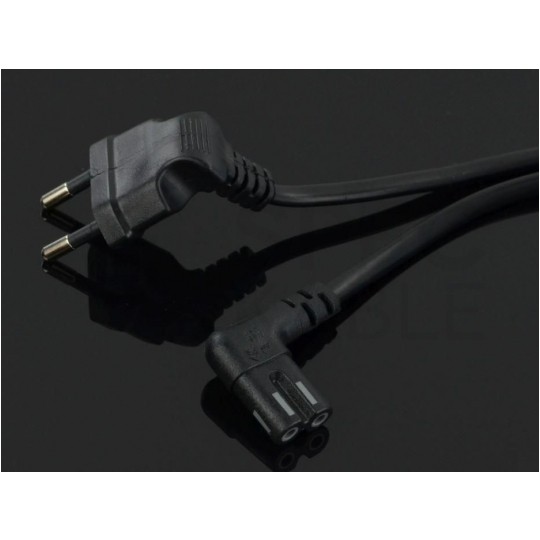 Kabel zasilający OMYp do sprzętu Audio i RTV z wtyczką kątową IEC320 C7 (ósemka) 2,5A czarny 0,3m