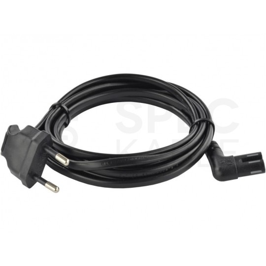 Kabel zasilający OMYp do sprzętu Audio i RTV z wtyczką kątową IEC320 C7 (ósemka) 2,5A czarny 0,3m