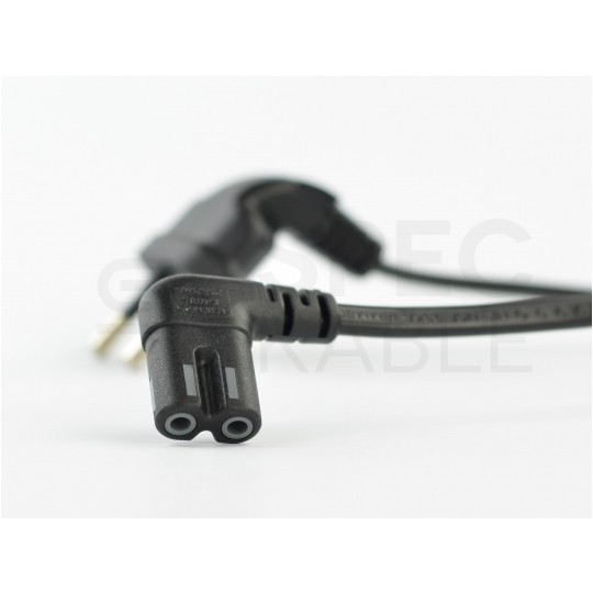 Kabel zasilający OMYp do sprzętu Audio i RTV z wtyczką kątową IEC320 C7 (ósemka) 2,5A czarny 0,75m